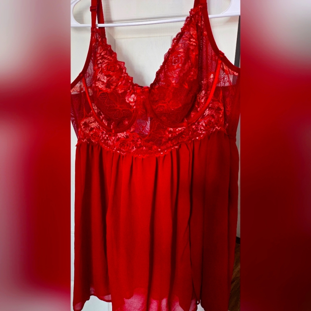 Torrid RED Gold Lace Babydoll Lingerie Top